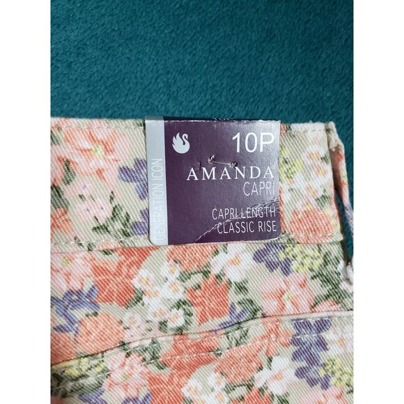 Gloria Vanderbilt Jeans Size 10 Petite Womens Pants Stretch Floral Capri NWT - Picture 14 of 15